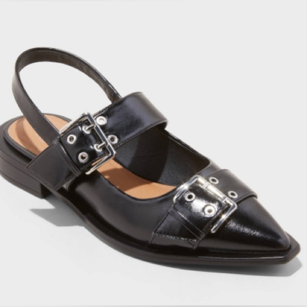 Wild Fable Women's Peyton Double Buckle Slingback Flats with Memory Foam 6.5 new